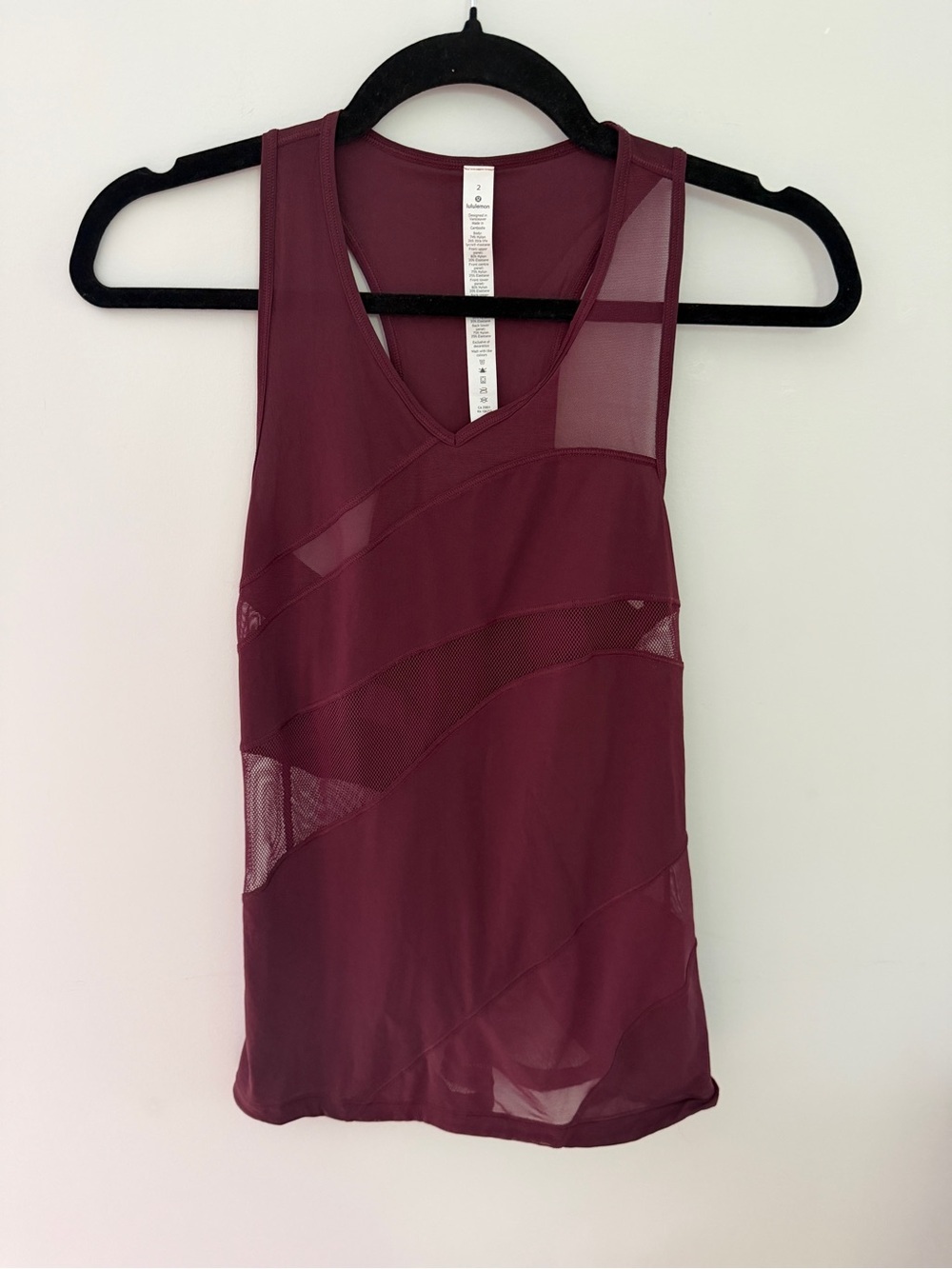 Lululemon Maroon Mesh Panel Athletic Tank Top Size 2 NWOT